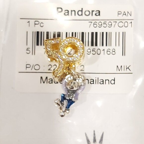 Auth Pandora Disney Parks Shine 50TH ANNIVERSARY MICKEY Dangle Charm 769597C01 - Picture 14 of 15